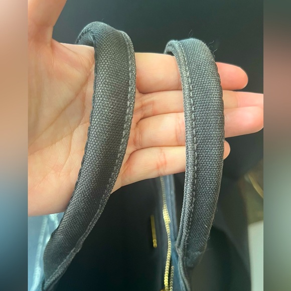 GUC Prada Canapa Denim Canvas PM Black Crossbody Hand Bag with Strap - Picture 7 of 12